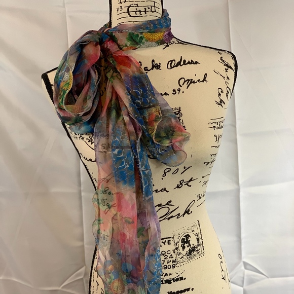 Accessories - Silky Floral Scarf Double Layer